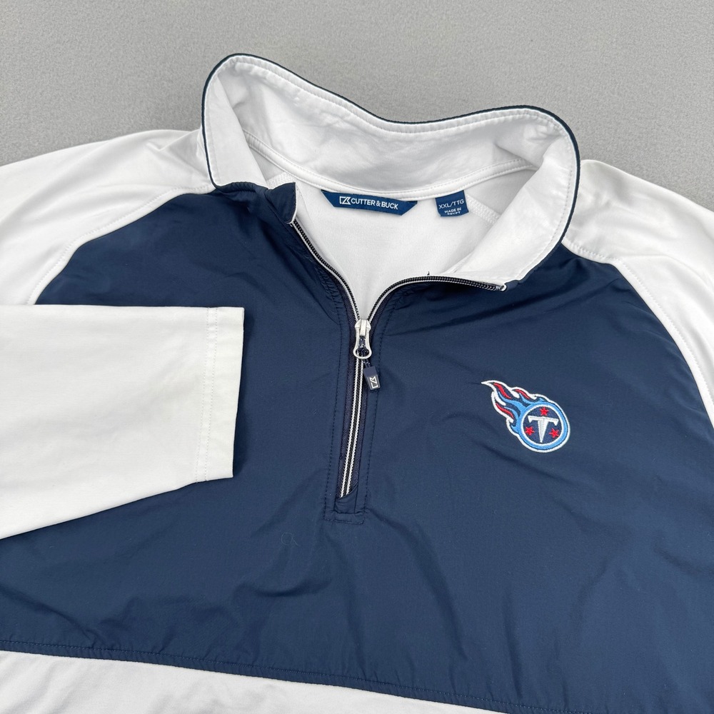 Cutter & Buck Tennessee Titans NFL Quarter Zip Pullover Mens XXL White/Navy Blue